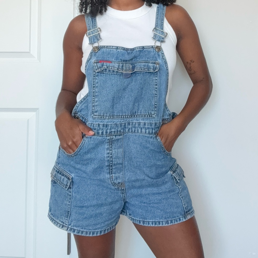Vintage Blue Denim Overall Shorts